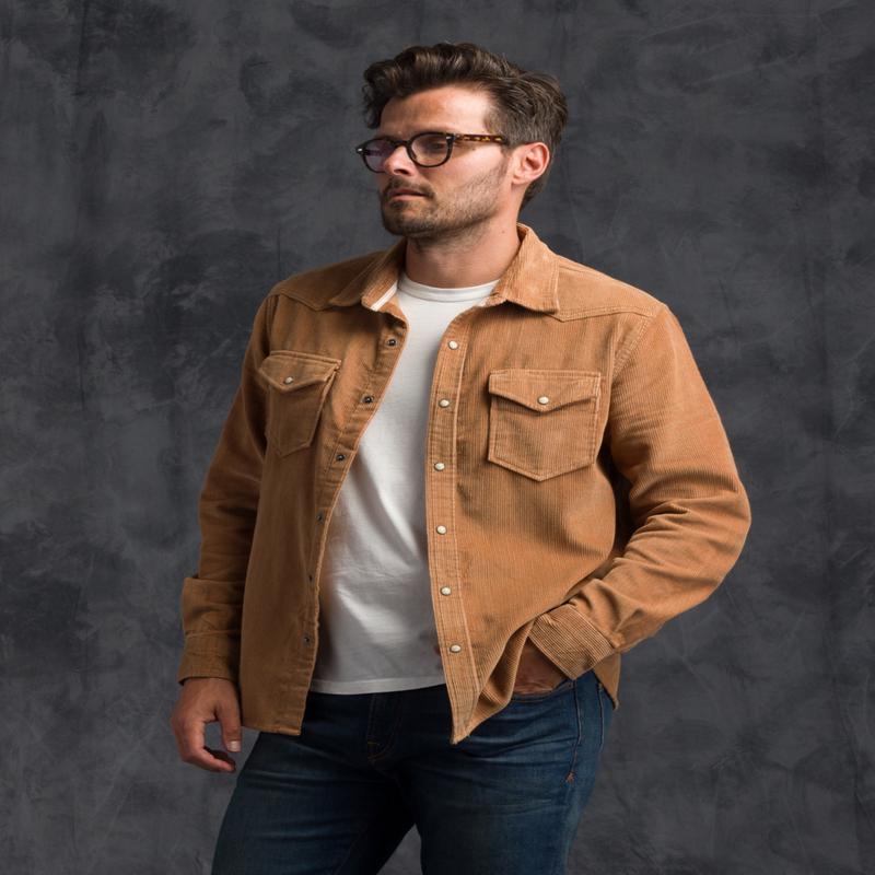Corduroy Western Shirt - SaddleBrown
