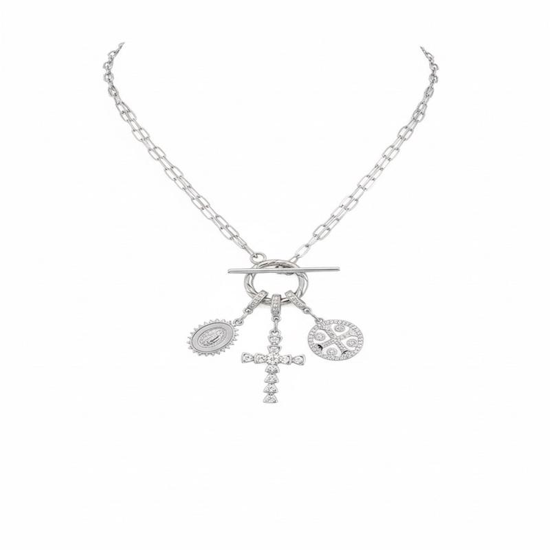 Cross Convertible Necklace 3 charms - Silver