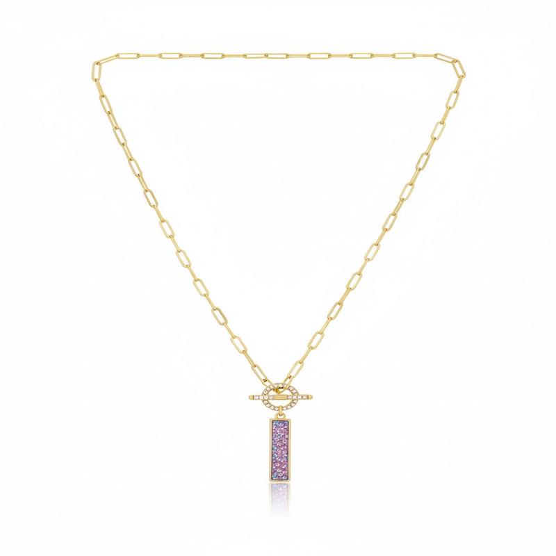 Marlo Druzy Bar with CZ Toggle Necklace
