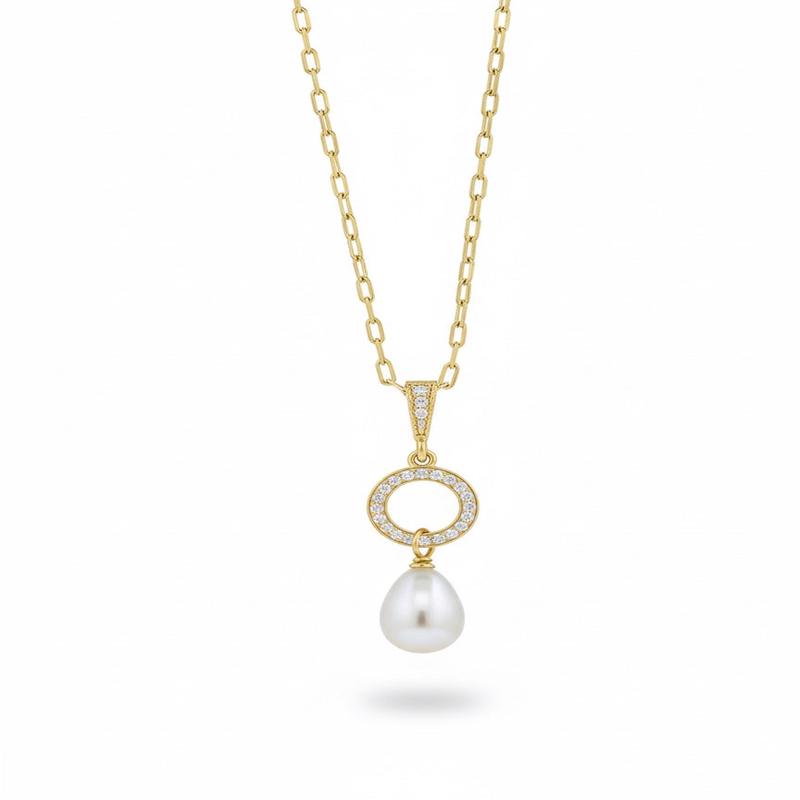 Pearl Teardrop Crystal Necklace