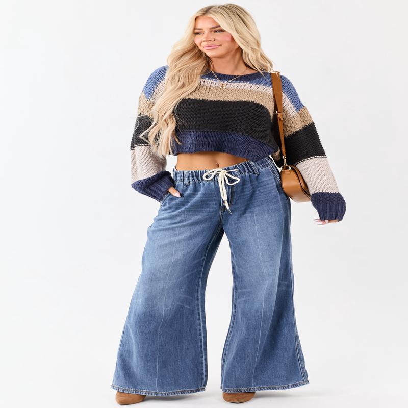 Judy Blue Lightweight Denim Palazzo Wide Leg Pants