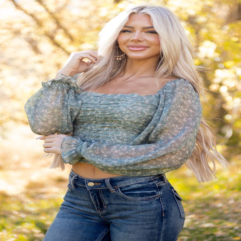 Juniper Ruched Floral Print Puff Sleeve Top