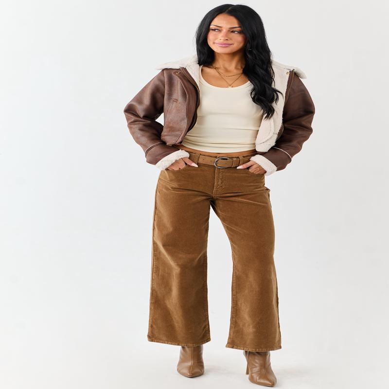 Peanut Corduroy Wide Leg High Rise Pants