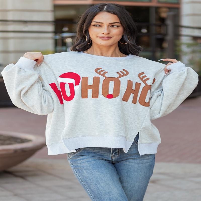 Dove Grey 'Ho Ho Ho' Graphic Sweatshirt
