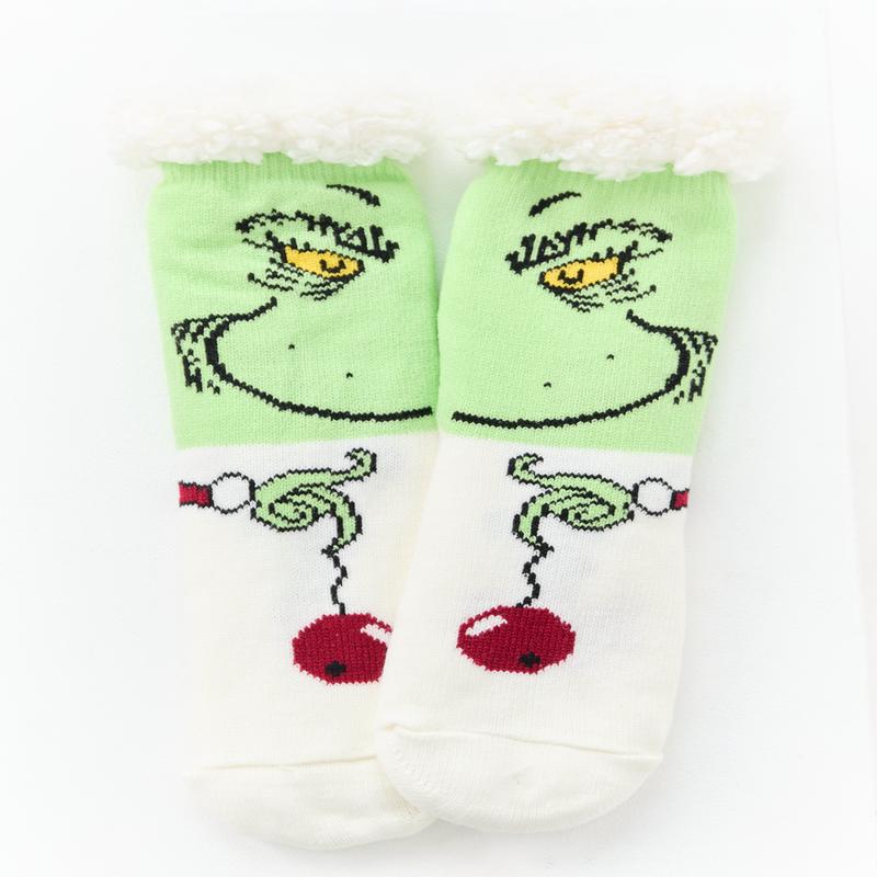Pistachio Sherpa Lined Character Holiday Grip Socks