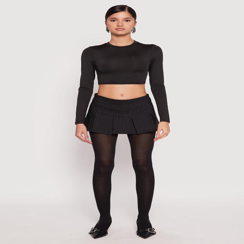 Daisy Long Sleeve High Neck Crop Top