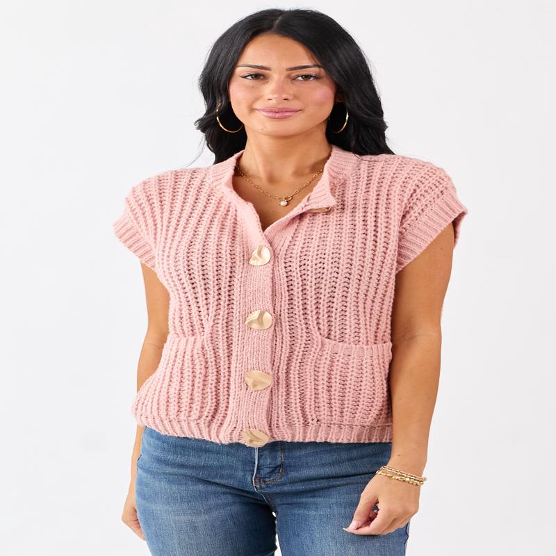 Lovelo Cherry Blossom Button Up Sweater Vest