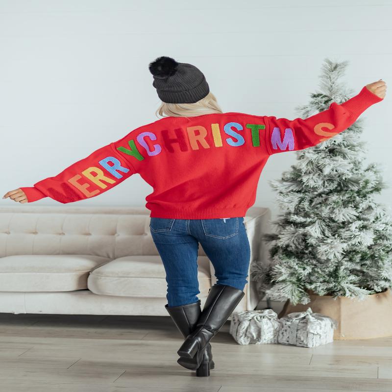 PRE-ORDER Mello Ruby HO HO HO Multicolor Graphic Knit Sweater SHIP ETA 12/12