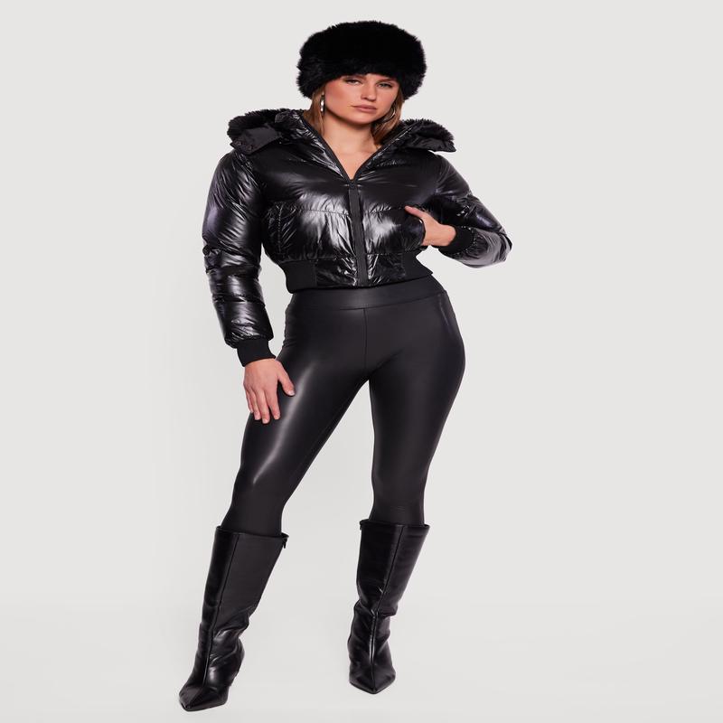 Puffer Jacket with Removable Faux Fur Hood