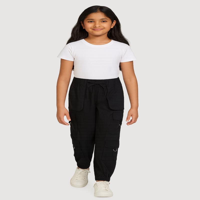 Girls Poplin D Ring Tabbed Cargo Joggers
