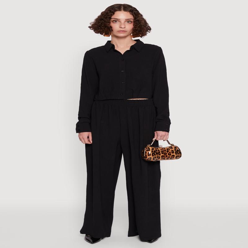 Haute Monde Elastic Waist Wide Leg Pants