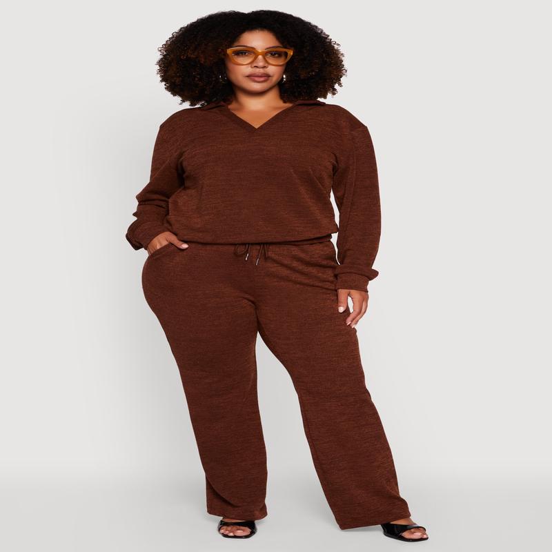 Plus Size High Waisted Straight Leg Casual Pants