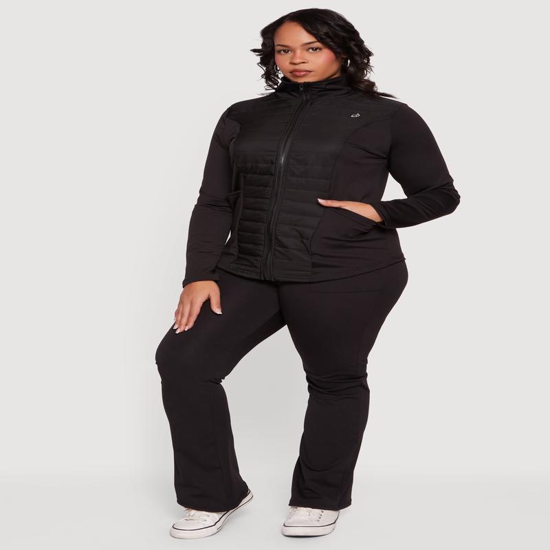 Plus Size Solid Active Pants with Cell Phone Pockets