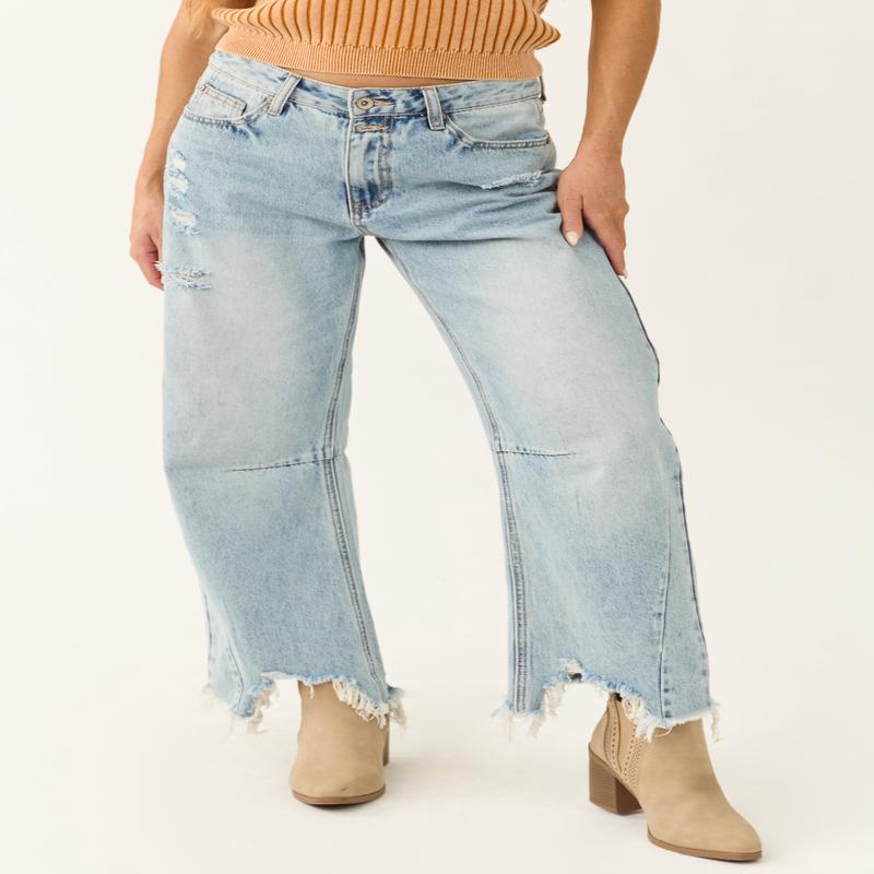 Special A Light Wash High Rise Barrel Jeans