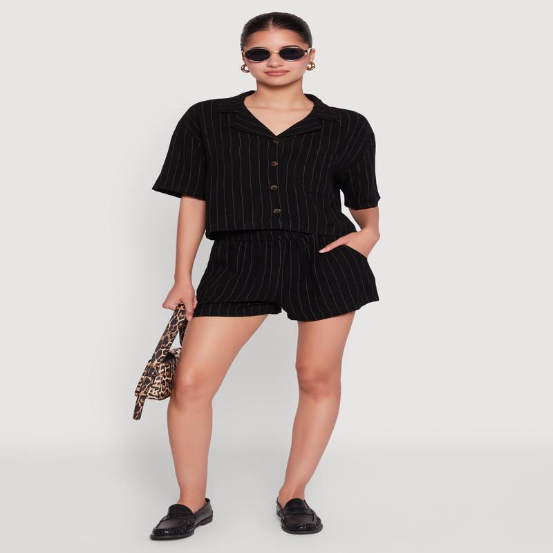 Linen Pinstripe Shorts