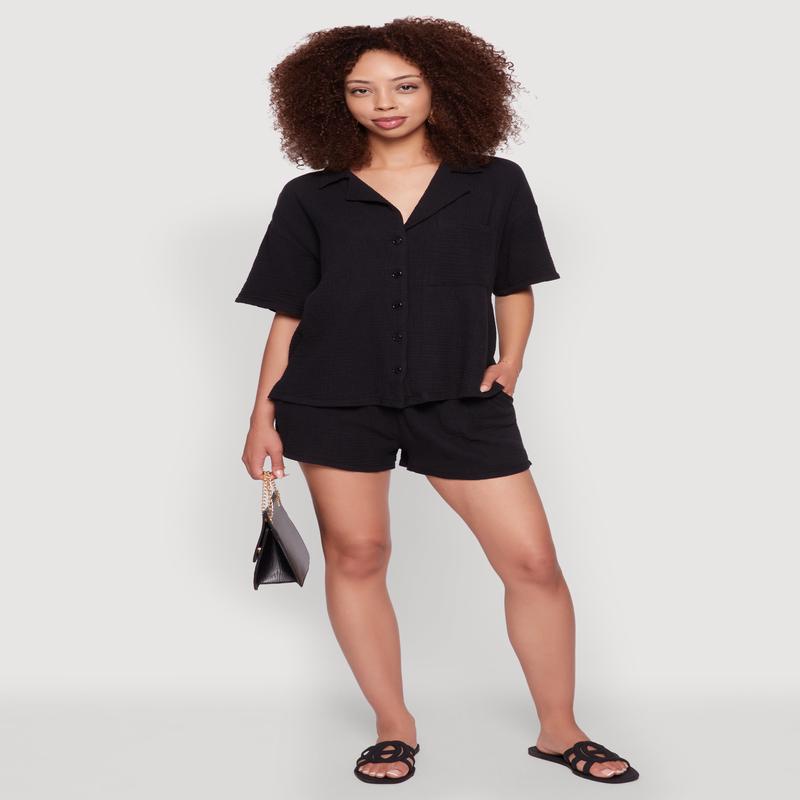 Trendy Gauze Knit Shorts for Casual Summer Wear