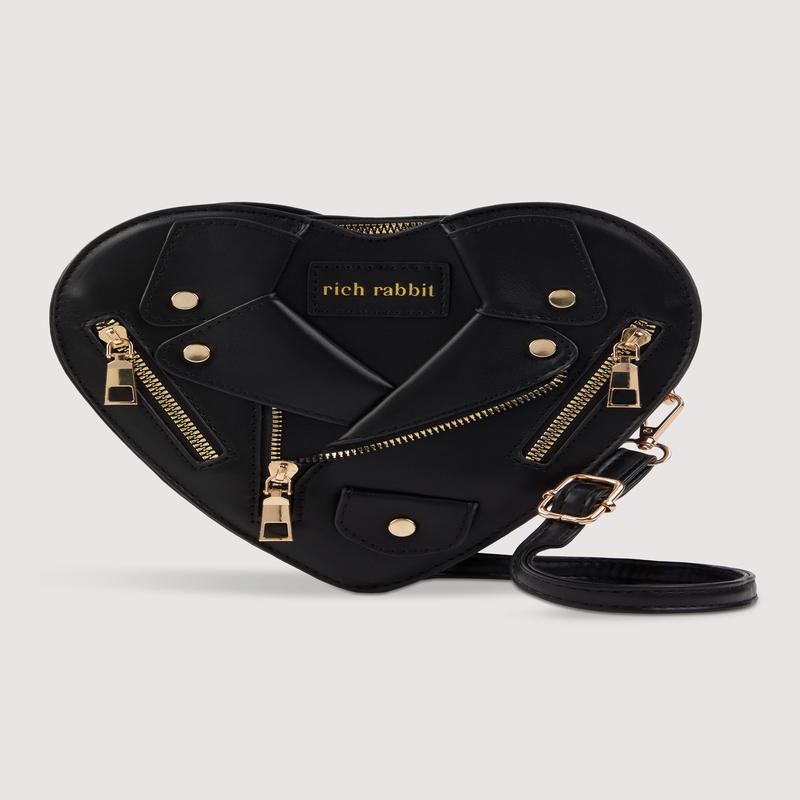 Faux Leather Rich Rabbit Graphic Heart Shaped Crossbody Bag