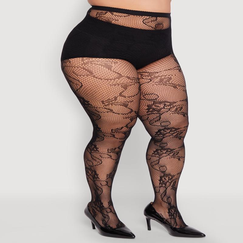 Plus Size Assorted Pattern Fishnet Tights