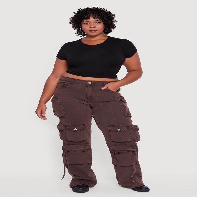 Plus Size VIP Stretch Wide Leg Utility Jeans