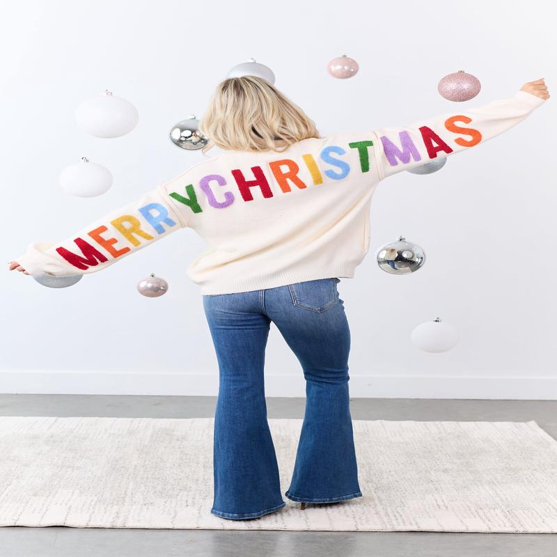 Mello Cream 'Ho Ho Ho' Lettering Sweater Cardigan