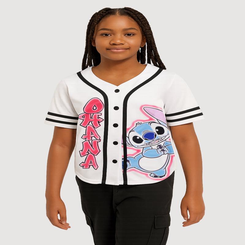 Girls Stitch Ohana Graphic Baseball Jersey