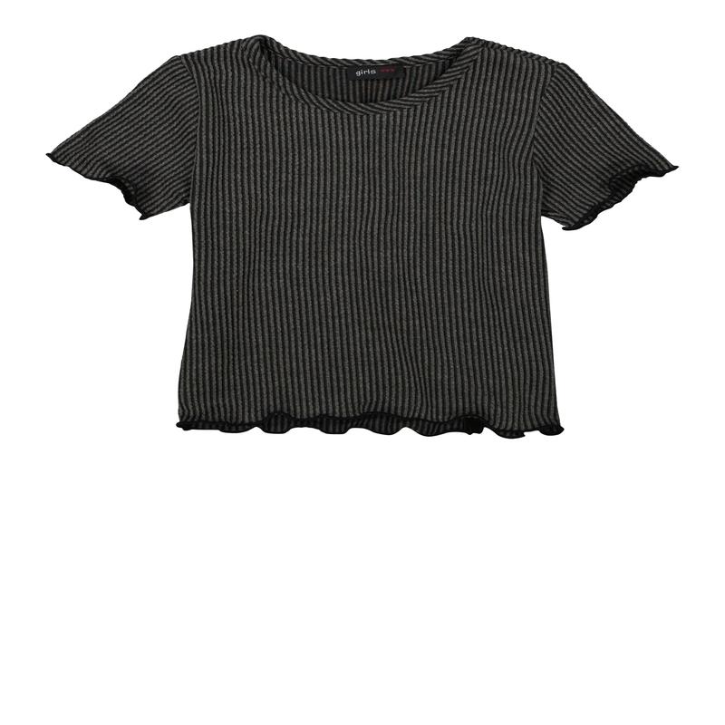 Girls Textured Knit Lettuce Edge Tee