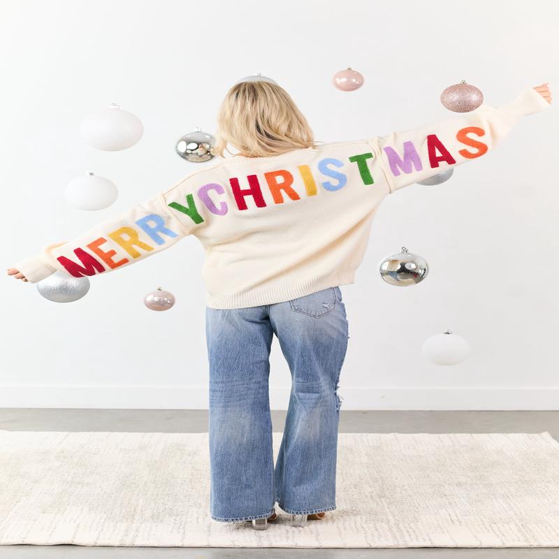 PRE-ORDER Mello Cream 'HO HO HO' Textured Christmas Sweater SHIP ETA 12/5