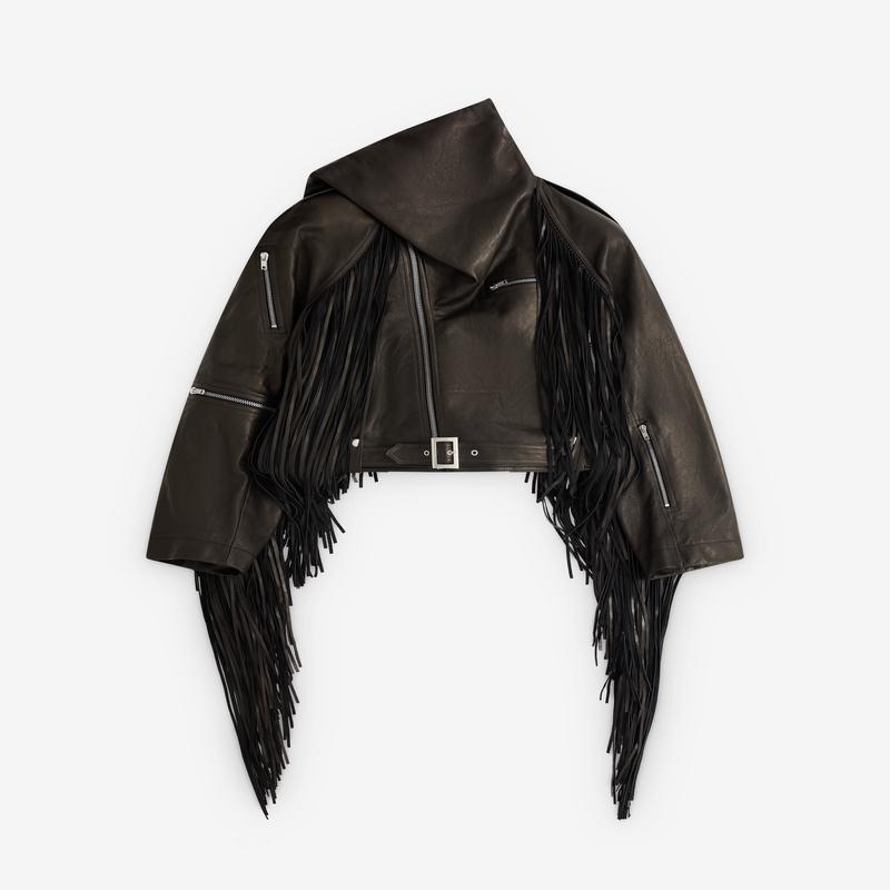 Rick Owens - Womens Cropped Scarf Flight Jacket - (Black)