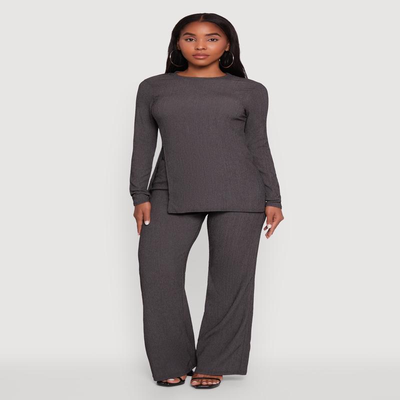 Seersucker Pull On Straight Leg Pants