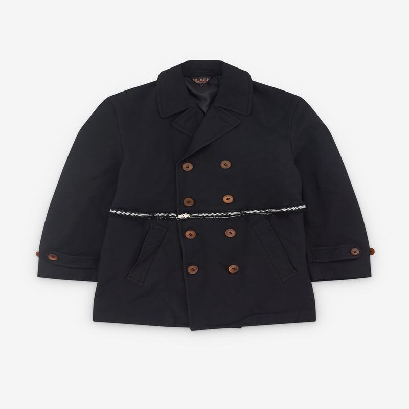 Black Comme des Garons - Double Breasted Zip Coat - (Black)