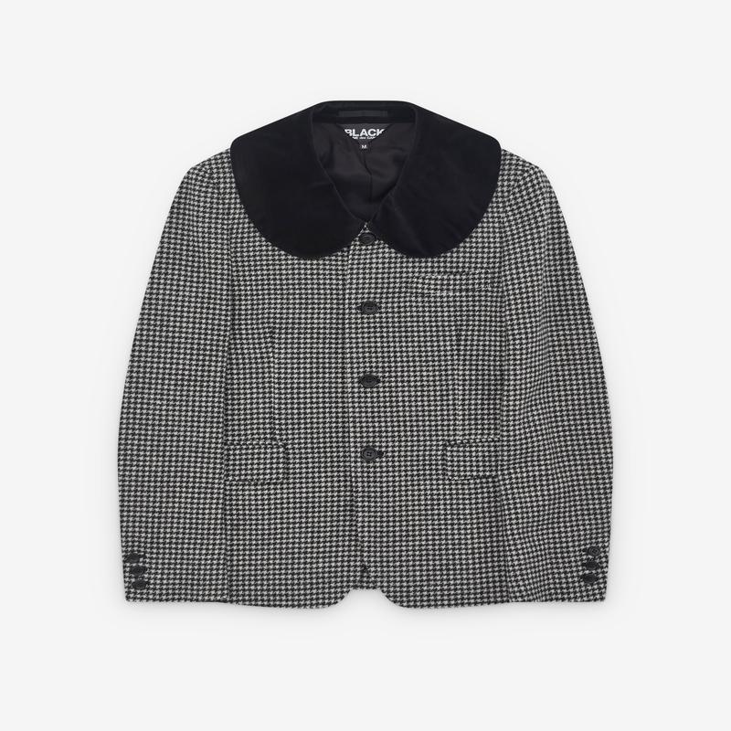 Black Comme des Garons - Round Collar Houndstooth Jacket - (Black)