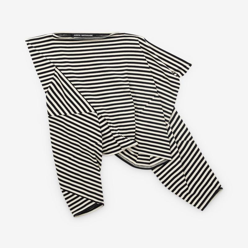 Junya Watanabe - Womens Striped Angular Long Sleeve T-Shirt - (Black/White)