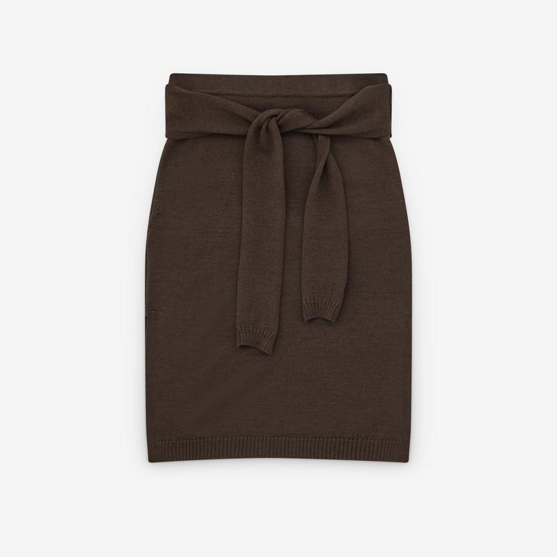 Lemaire - Womens Trompe L'Oeil Skirt - (Dark Cacao)