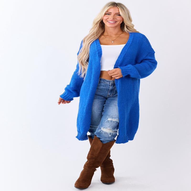 Lovelo Cobalt Knit Open Front Duster Cardigan