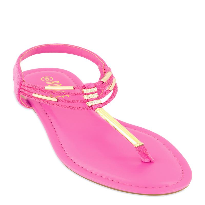 Metallic Detail Corded Thong Sandals