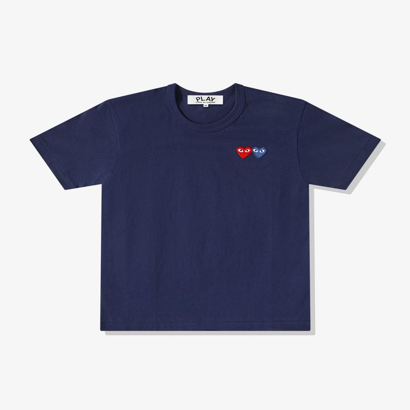 Play - Double Heart T-Shirt - (Navy)