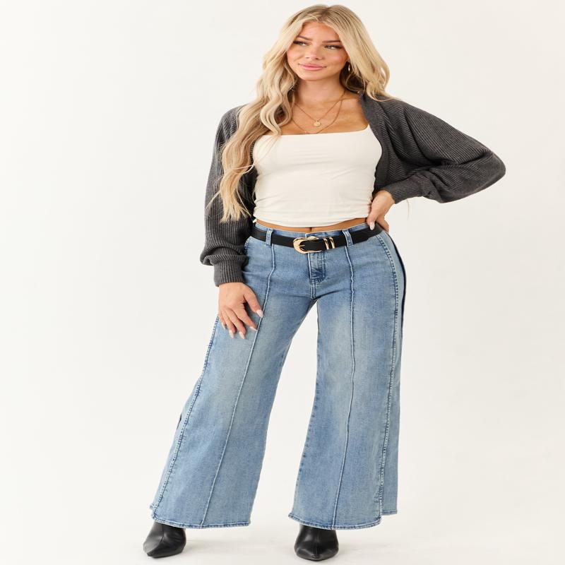Saige Tummy Control Stretchy Wide Seam Detailed Jeans