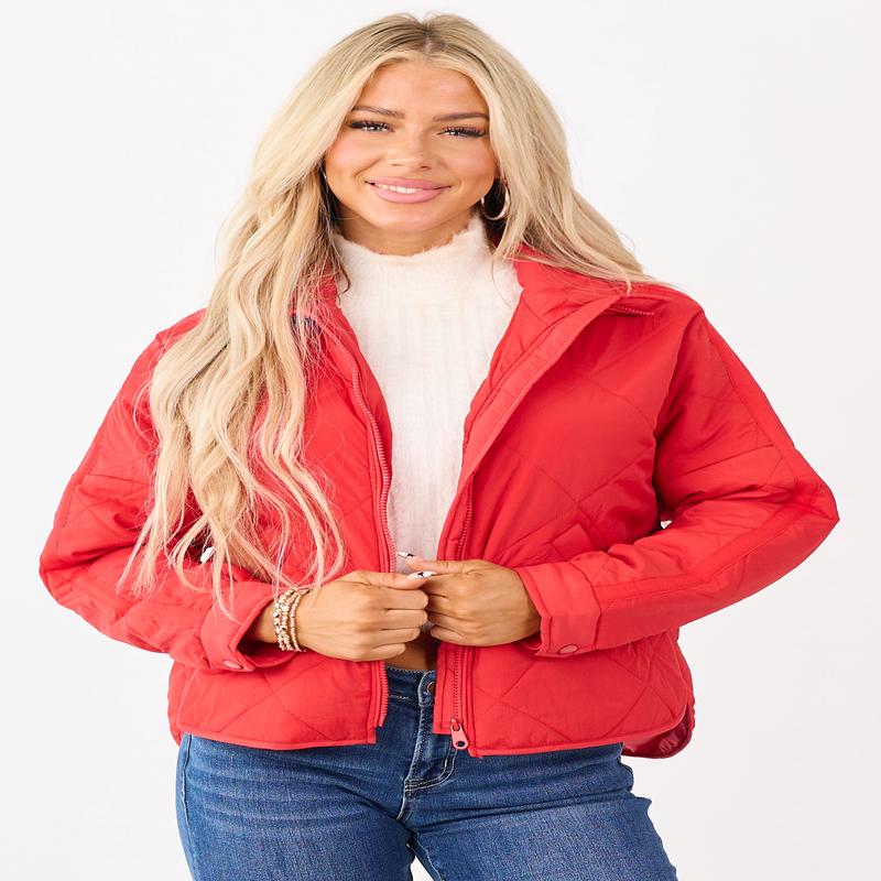 Scarlet Collared Zip Up Quilted Puffer Jacket