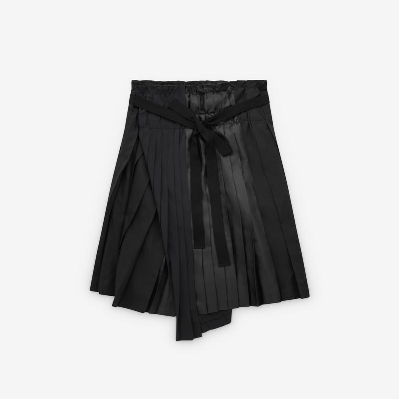 Tao - Womens Pleated Asymmetric Skirt - (Black)