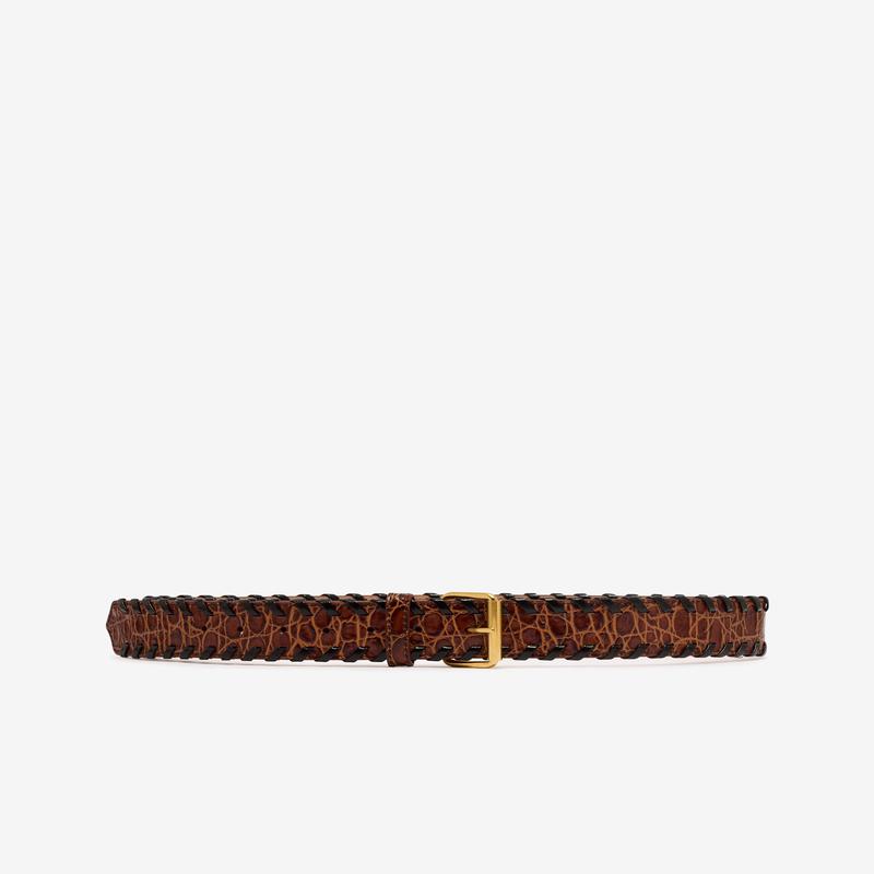 Dries Van Noten - Womens Embellished Leather Belt - (Tan)