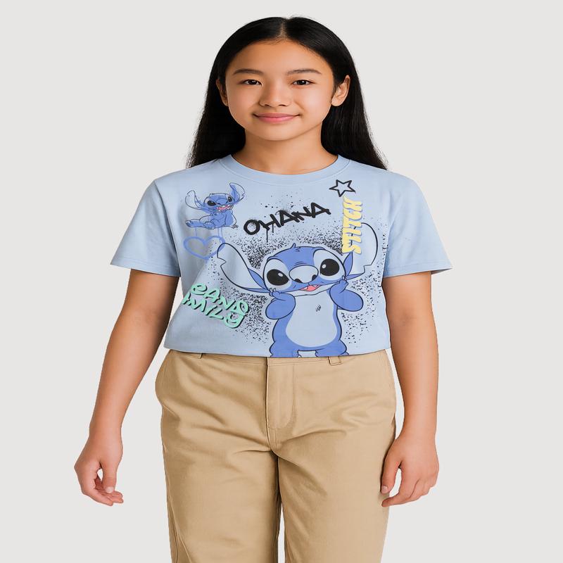 Girls Stitch Ohana Means Family Graphic Tee