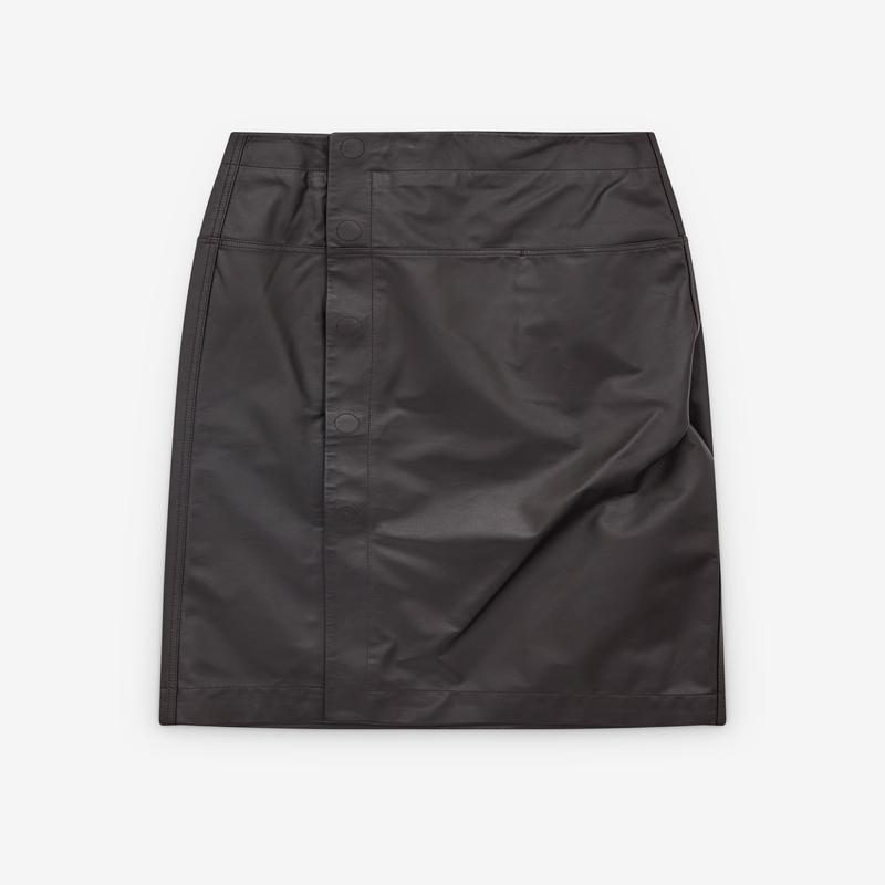 Lemaire - Womens Leather Wrapover Skirt - (Black)