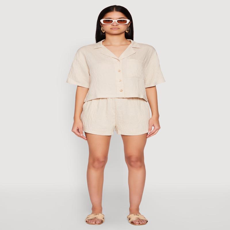 Linen High Waist Pocket Shorts