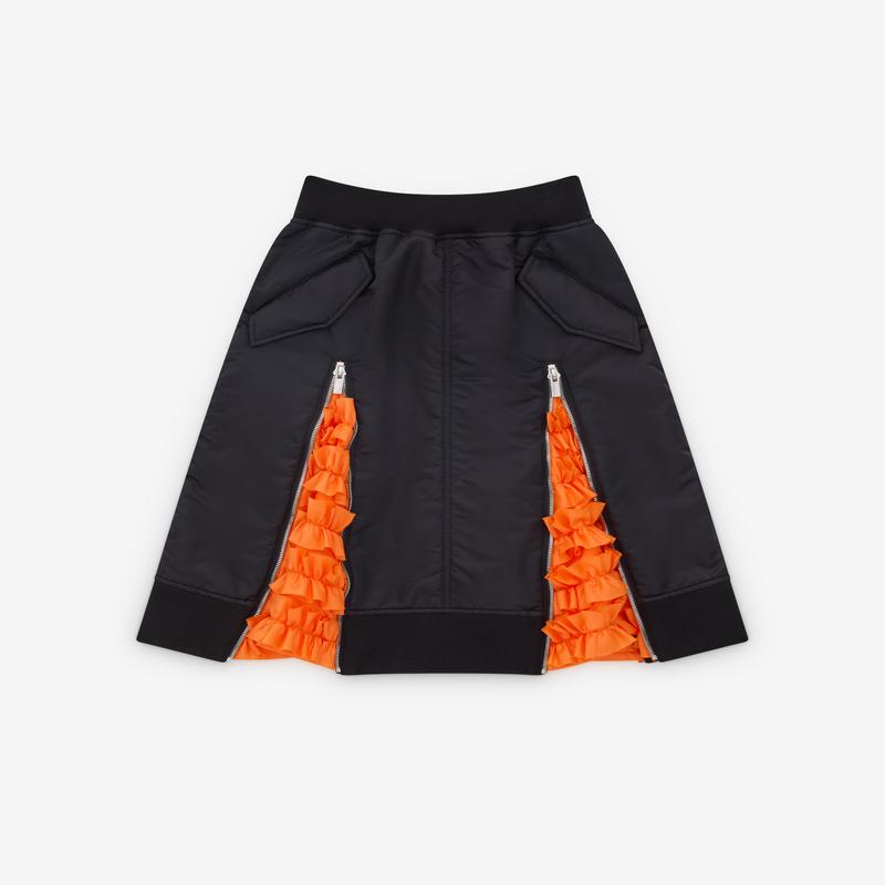 Noir Kei Ninomiya - Womens Frill Panel Skirt - (Black/Orange)