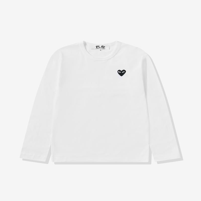 Play - Black Heart Long Sleeve T-Shirt - (White)