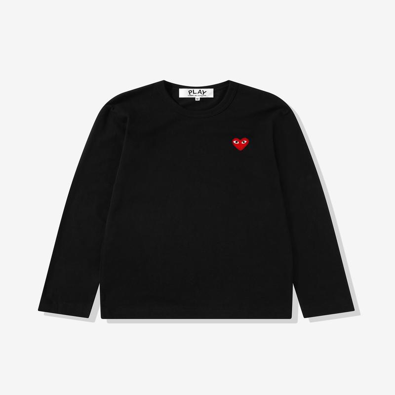 Play - Red Heart Long Sleeve T-Shirt - (Black)