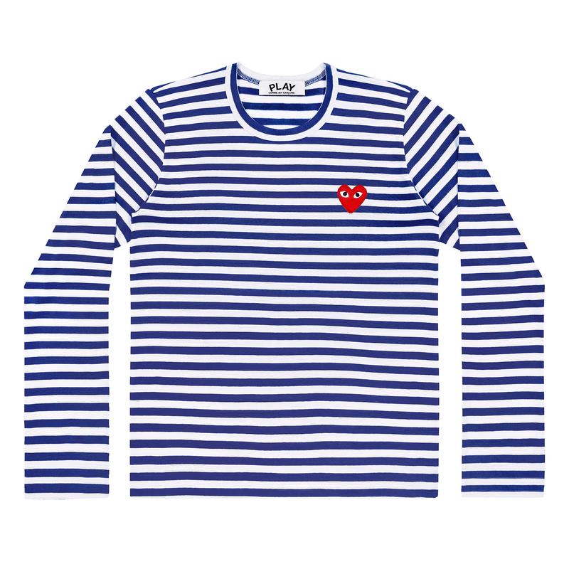 Play - Red Heart Striped Long-Sleeve T-Shirt - (Navy/White)