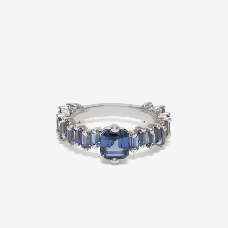 Suzanne Kalan - One of a Kind Sapphire Step Ring - (White Gold)