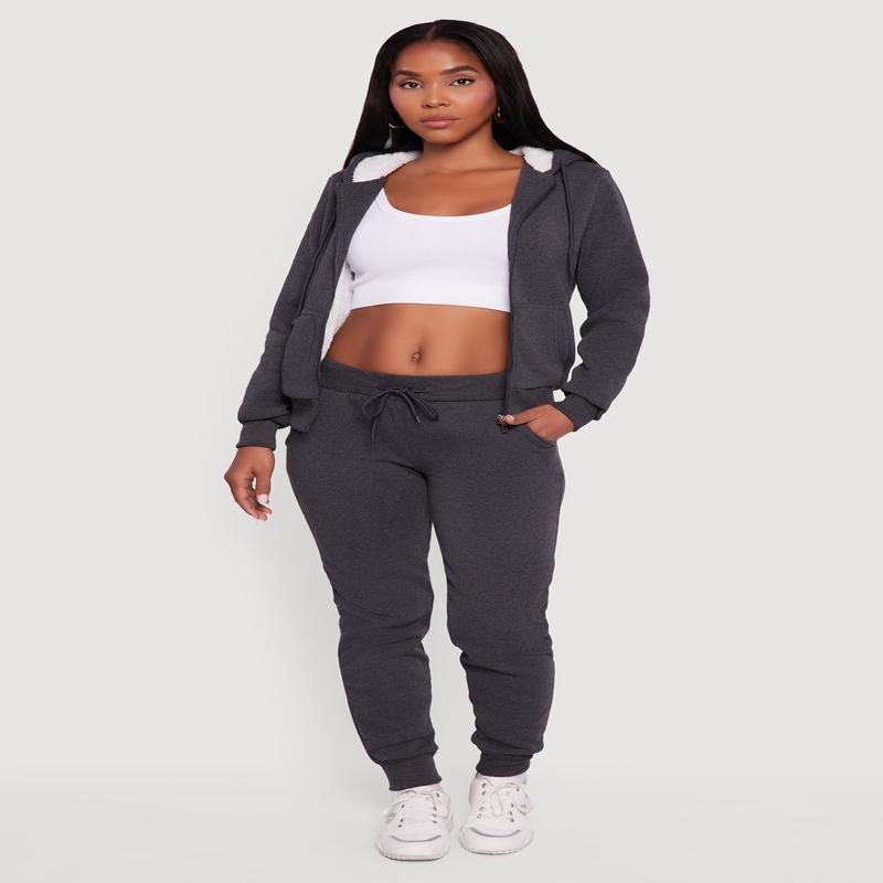 Cozy Fleece Lined Drawstring Waist Joggers