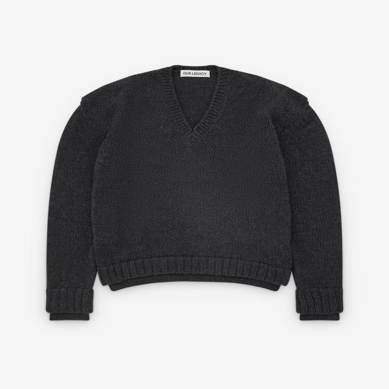 Our Legacy - Men's False V-Neck - (Charcoal Low Twist Merino)